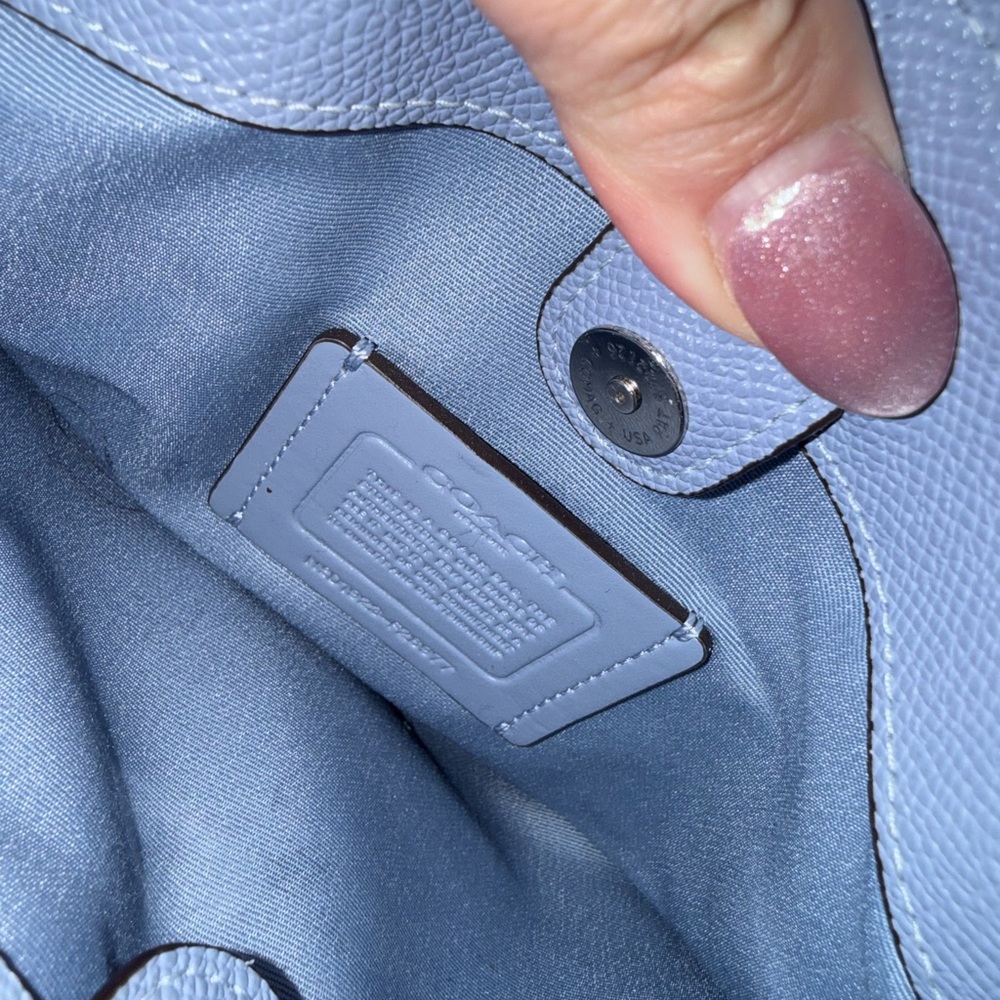 Coach Light Blue Leather Shoulder Bag with silver Accents - Picture 3 of 6